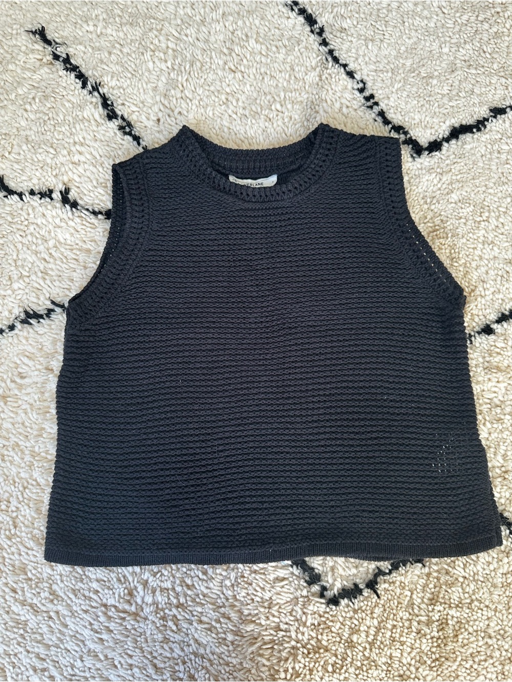 Everlane Organic Cotton Black Open Stitch Tank